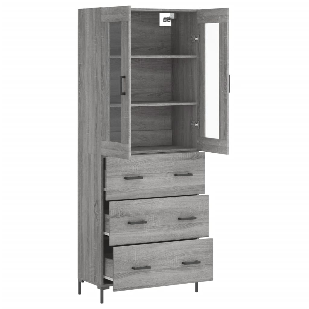 Highboard Grey Sonoma 69.5x34x180 cm Engineered Wood